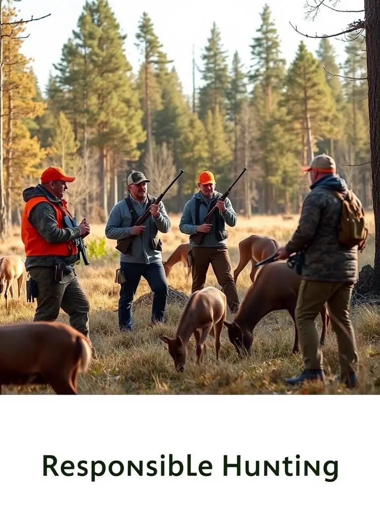 A photograph showcasing a controlled hunting event, emphasizing the association's role in regulating species populations to prevent ecological damage.